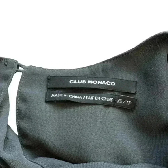 Club Monaco Blouse Shirred Silk Top Grey Statement Sleeves Women's Extra Small - Picture 8 of 12